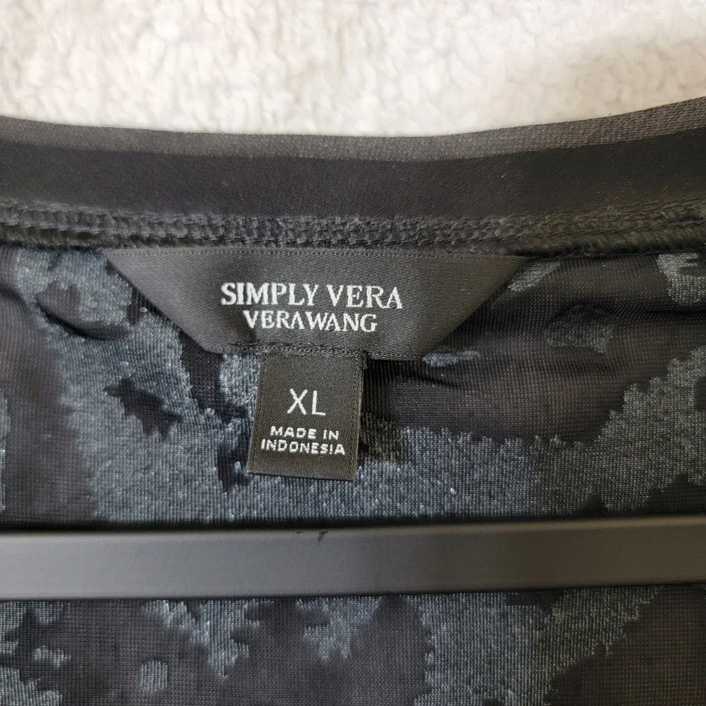 Simply Vera Vera Wang Velvet Burnout Top XLG‎ Fairy Grunge Whimsigoth Teal Black